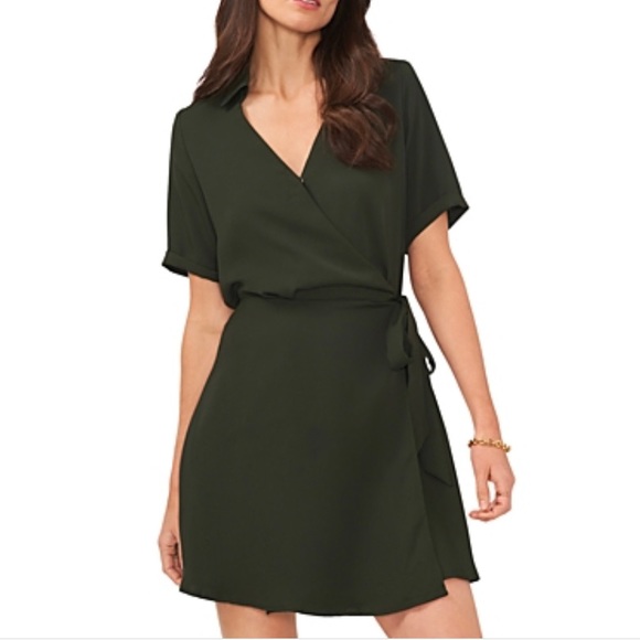 Vince Camuto Wrap Front Mini Dress in pine forest. Size M - Picture 1 of 1